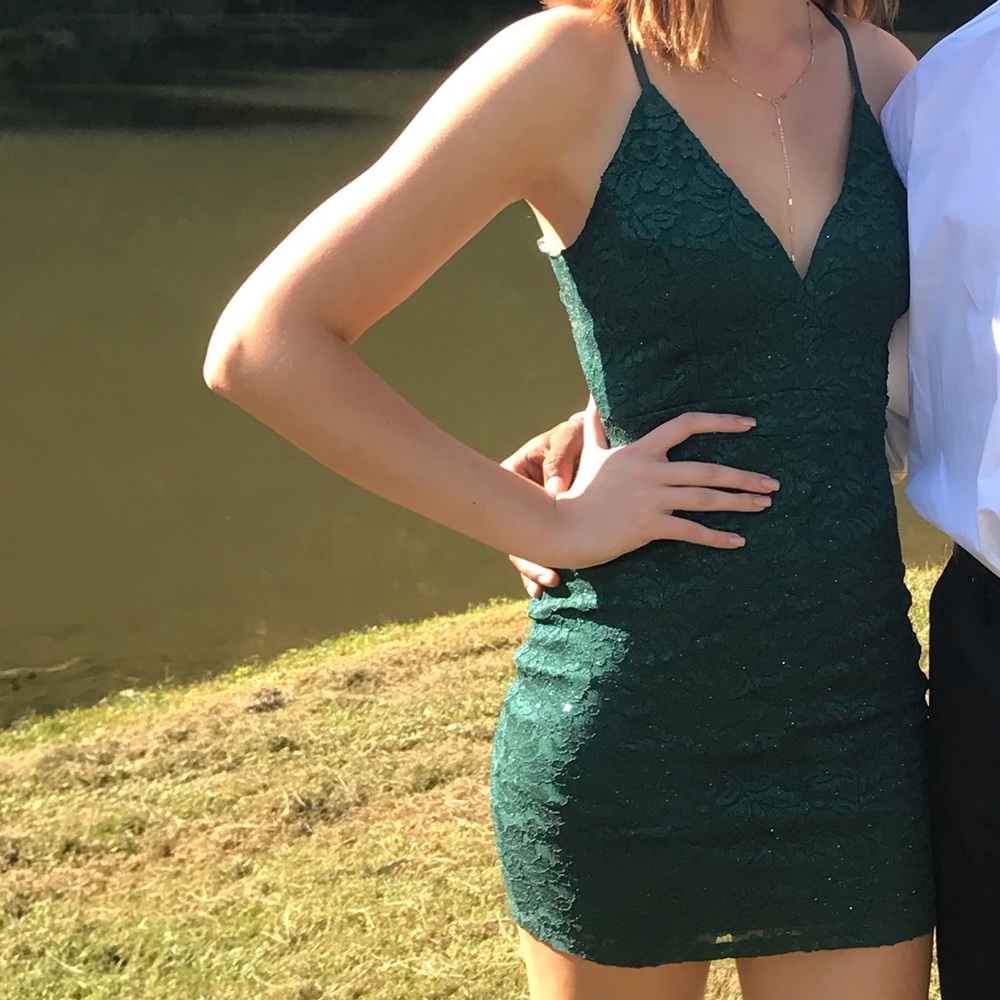 tight army green hoco dress
